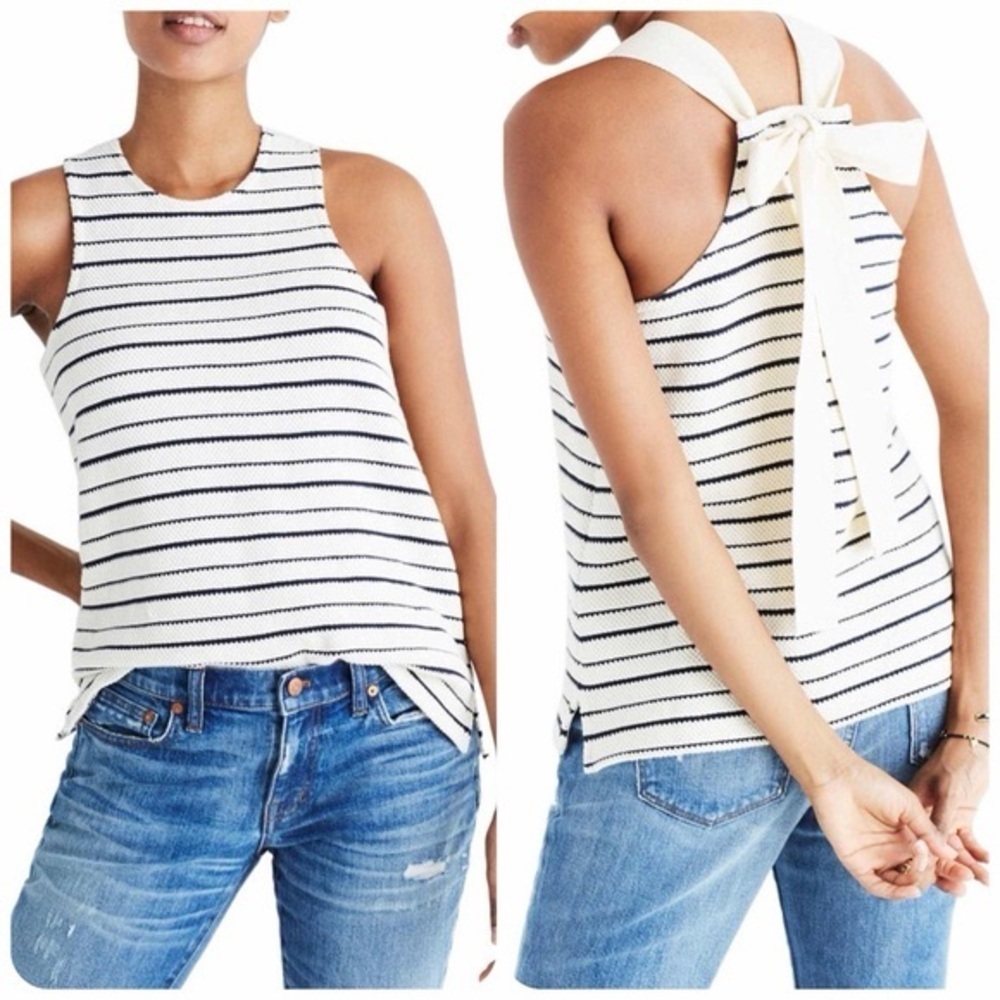 Madewell Camille Stripe Tank with Bow